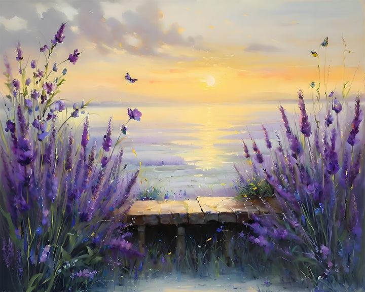 Lavendel bij Zonsondergang
