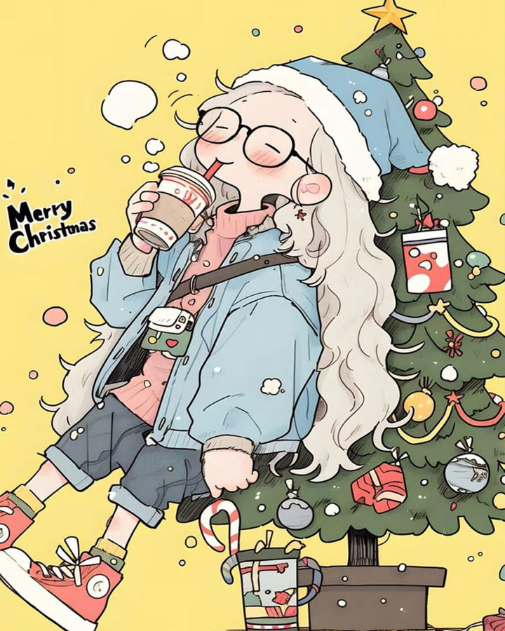 Kerstmeisje bij de Boom